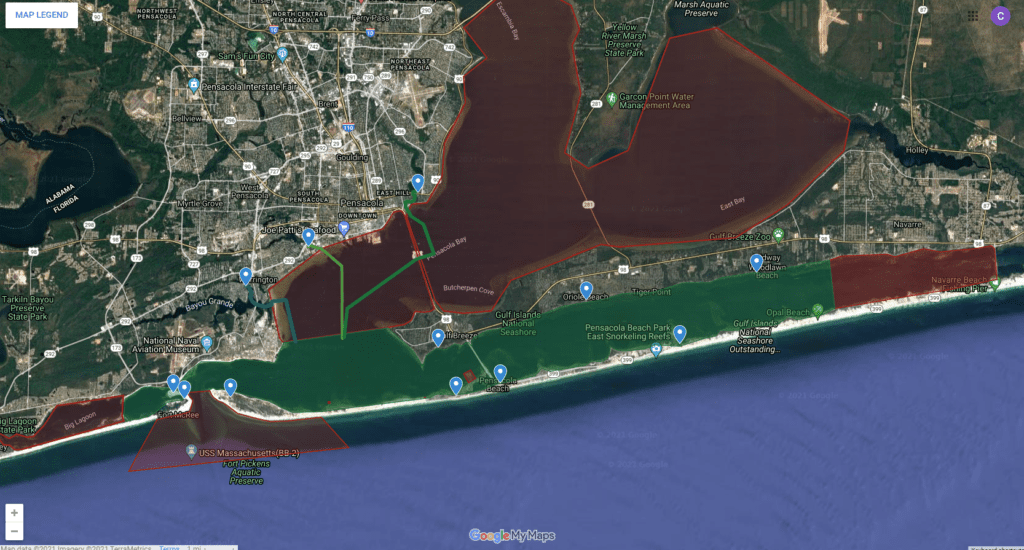 Standard boat rental boundaries